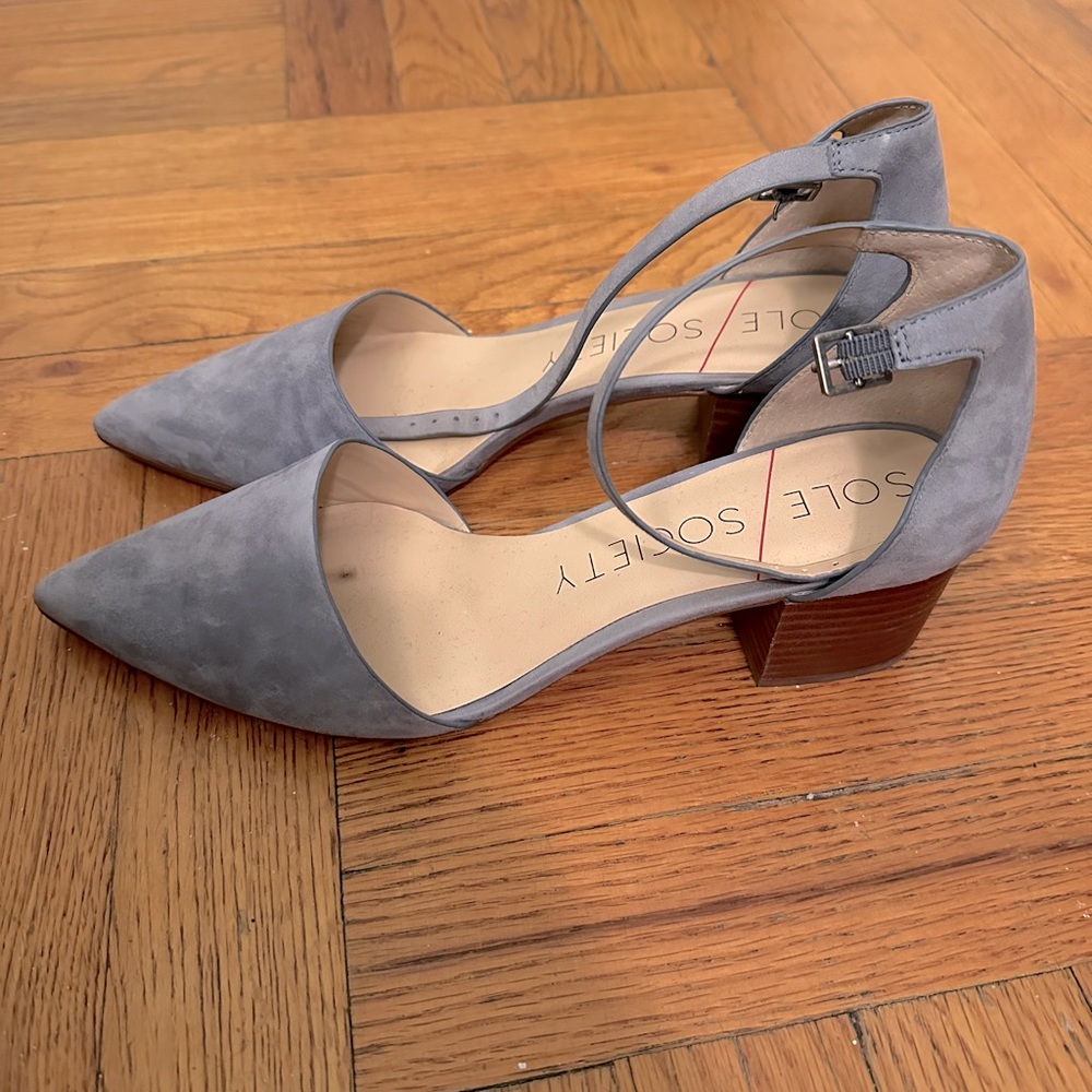 Sole Society Katarina Block Heel Pump, Dusty Blue, size 9